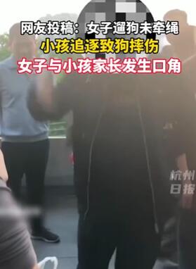 株洲一女子遛狗没牵绳 小孩追逐时摔伤与其家长起冲突