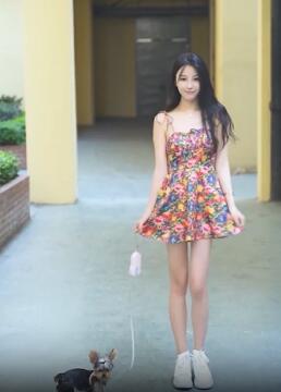 网红美女Amazing甜甜遛约克夏犬 网友:那狗真幸福